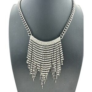 Simply Vera Vera Wang Women's Bib Necklace Gun Metal Clear Rhinestones 17-20"